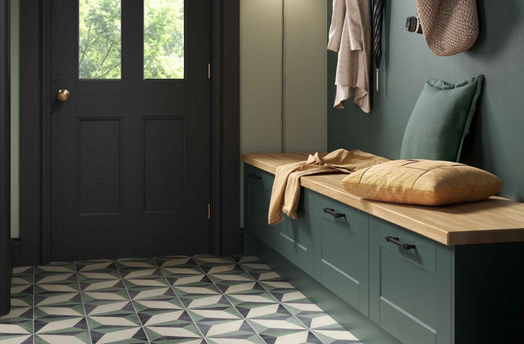 kensington heritage green fitted bootroom uform e1696863827568
